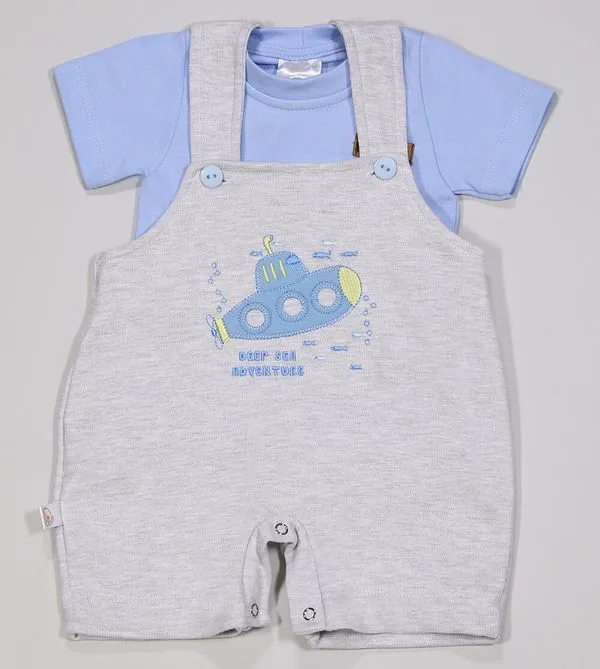 Jardineira/Camiseta Deep Sea - 5634 De 3 a 12 meses Azul - G