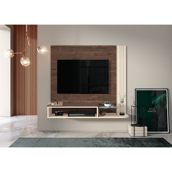 Painel para TV até 48'', 1 Nicho, 1 Prateleira - Londres Madero / Off White