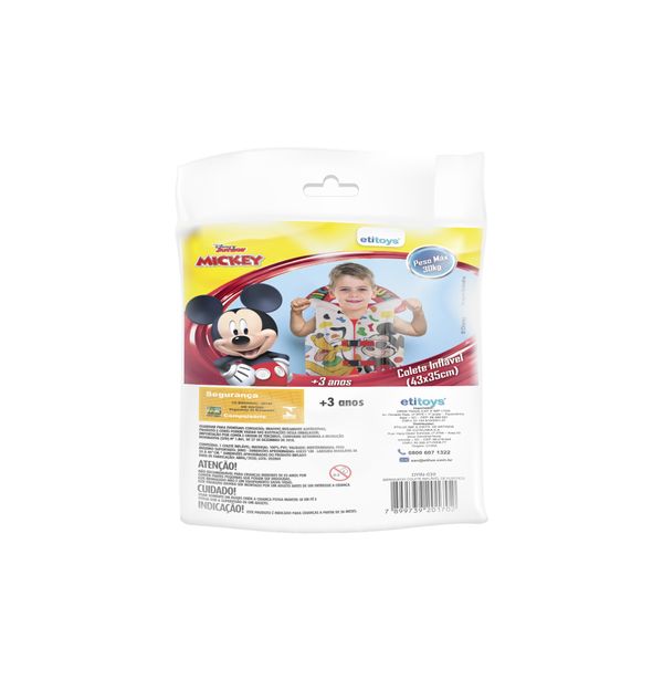 Acessórios De Praia e Piscina - Colete Inflável - 43X35Cm - Disney - Mickey - Etilux