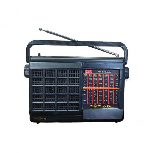 Rádio Portátil AM/FM Motobras RM-PFT 73/AC Preto 7 Faixas TradicionalOndas Curtas