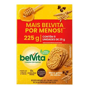 Biscoito Belvita Mel e Cacau 9 Unidades de 25g