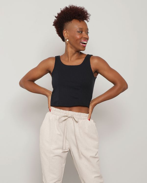 Regata Feminina Cropped Canelada Preta M