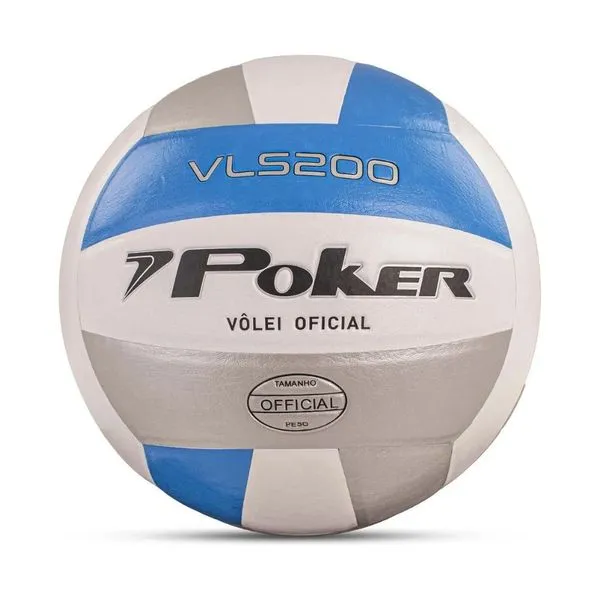 Bola De Vôlei Poker Semi Profissional VLS 200 Azul E Prata (MP)