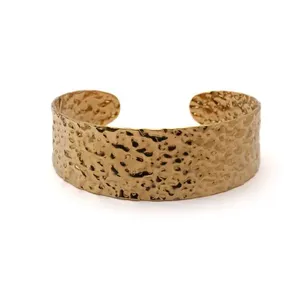 Bracelete Cuff Girassol Orgânico de Aço Dourado Dourado Único