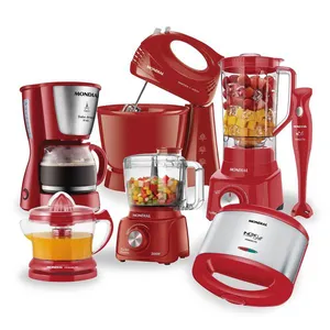 Kit Liquidificador L900R com Cafeteira 18 Xícaras C35 Sanduicheira S19 Processador MP16 Batedeira B44R Mixer e Espremedor Mondial Vermelho 127V