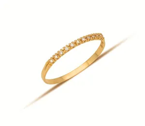 Anel Meia Aliança em Ouro Amarelo 18k com Diamantes