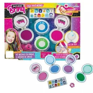 KIT BELEZA MAKE INFANTIL MECHAS COLORIDAS E ADESIVO P/ UNHAS - POLIBRINQ