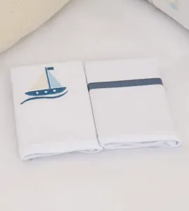 Kit Paninho de Boca Linho Náutico com 2 Peças Azul