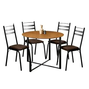 Mesa De Jantar Renata 100 Cm Tampo Redondo Preto Ype Com 4 Cadeiras 061 Preto Madeira Imbuia -artefamol