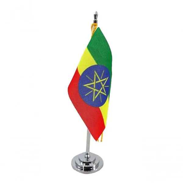 Mini Bandeira De Mesa Etiópia 15 Cm Poliéster