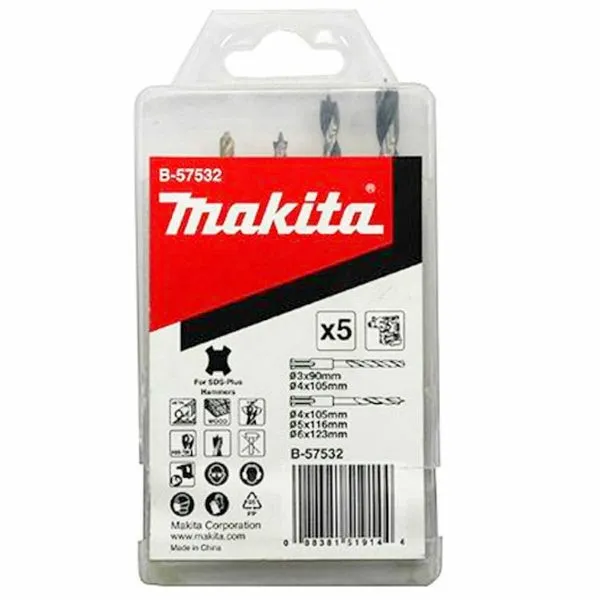 Jogo de Brocas Makita SDS-PLUS Para Metal E Madeira B-57532 5 Peças (MP)