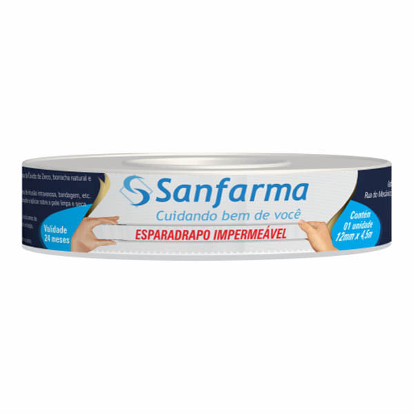 Esparadrapo Impermeável Sanfarma 12Mmx4,5Cm ESPAR SANFARMA 12MMX4,5M IMPERMEAVEL