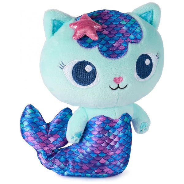 Gabby's Dollhouse: Pelúcia Premium FinTastic MerCat de 25,4cm com Cauda de Sereia Móvel - Brinquedo Interativo para Meninas e Meninos