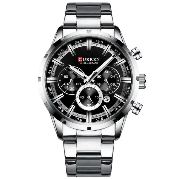 Relógio Masculino Curren 8355 Analógico com Pulseira de Aço Inox Resistente à Água Cinza Relógio Masculino Curren 8355 Analógico Aço Inox Resistente à Água Cinza