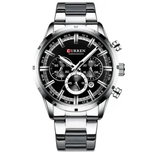 Relógio Masculino Curren 8355 Analógico com Pulseira de Aço Inox Resistente à Água Cinza Relógio Masculino Curren 8355 Analógico Aço Inox Resistente à Água Cinza
