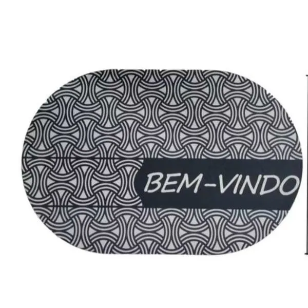 Tapete de Banheiro Bem Vindo Listras o em Veludo Cristal 60x40 1 Peça Estampa Antiderrapante OEM Tapete de Banheiro Bem Vindo Listras o Veludo Cristal 60X40 1 Peça Estampa OEM