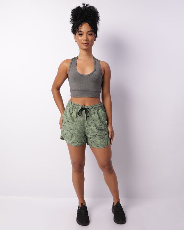 Short Fitness Feminino Boxer Fitter Estampado Verde GG