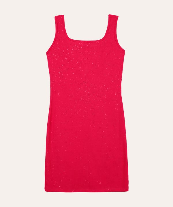 vestido juvenil canelado com brilho rosa 12