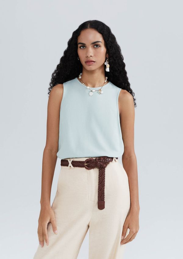 Regata Feminina Em Viscose Creponada - Verde P