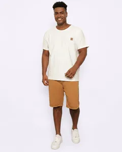 Bermuda Plus Size Masculina Sarja Reta Estampa Brooklyn Marrom 50