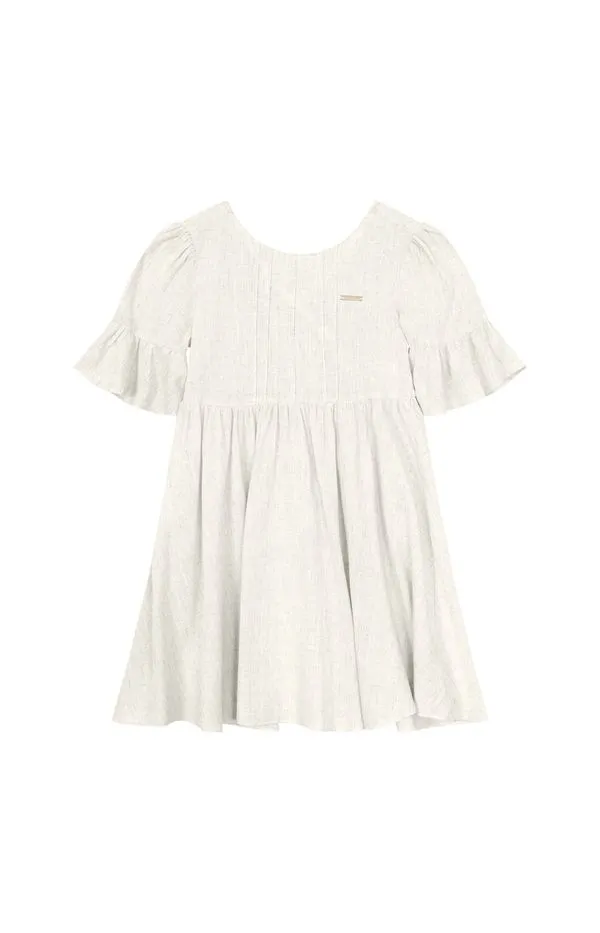 Vestido Menina Costas Transpassadas Em Viscolinho - Carinhoso Off White - 8
