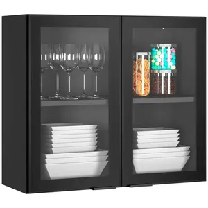 Armário Aéreo Itatiaia Exclusive 2 Portas De Vidro Preto 3500001782 Armário Aéreo Itatiaia Exclusive 2 Portas com Vidro Preto 3500001782