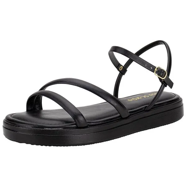 Sandália Feminina Flat Via Scarpa 173718210 PRETO 34
