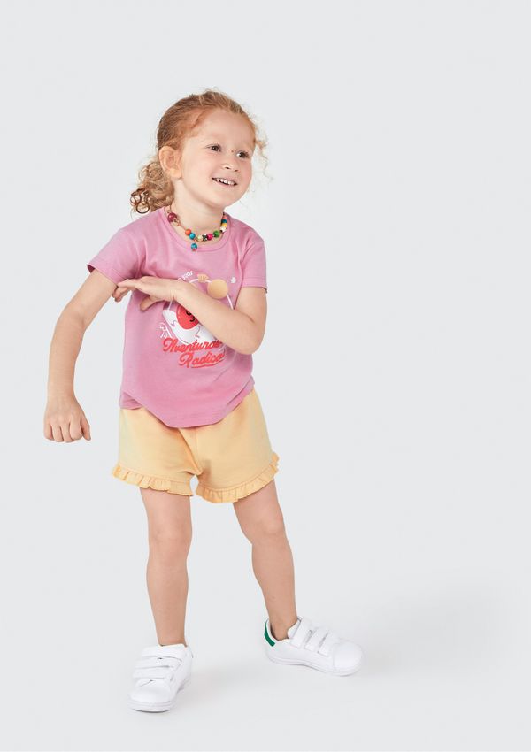 Shorts Infantil Menina Toddler Em Moletom - Amarelo 002