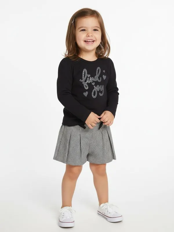 Conjunto Longo Estampada Infantil Para Menina- PRETO 3