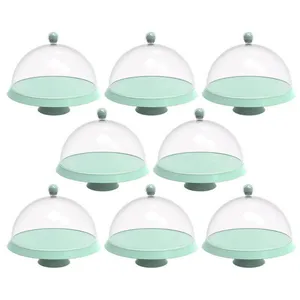 8 Boleiras 25cm Verde Menta Porta Bolo Tortas com Cúpula e Pé Crippa Padaria Hotel