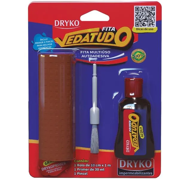 Fita Vedatudo Terracota 1 Metro com Pincel e Primer - BLISTER-TERRA - DRYKO
