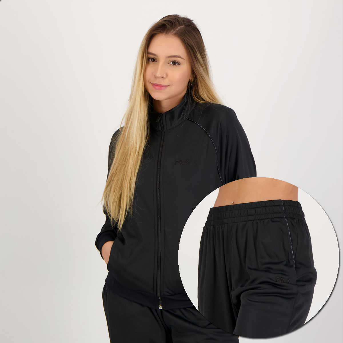 Agasalho Fila Basic Sports Tape Feminino Preto