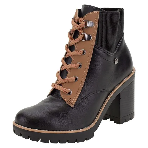 Bota Feminina Coturno Via Marte - 203853 PRETO/CAFÉ 37