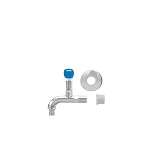 Torneira de Jardim Cromada com Chave 1-2 X 3-4 em Aço Inoxidável para Área Externa Pádova Torneira de Jardim Cromada com Chave 1-2 X 3-4 em Aço Inoxidável Pádova
