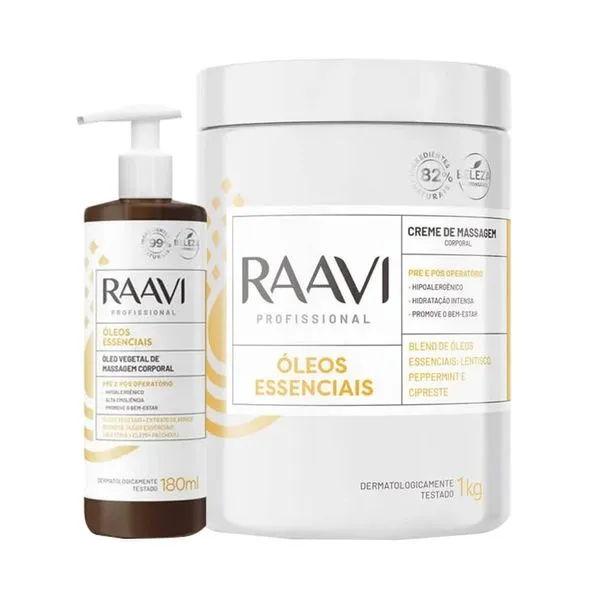Kit Raavi Corporal Óleos Essenciais Creme de Massagem + Óleo Vegetal