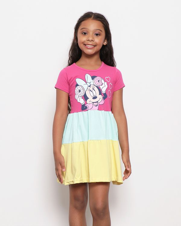Vestido Infantil Disney Minnei Manga Curta Três Marias Cores Sortidas 4