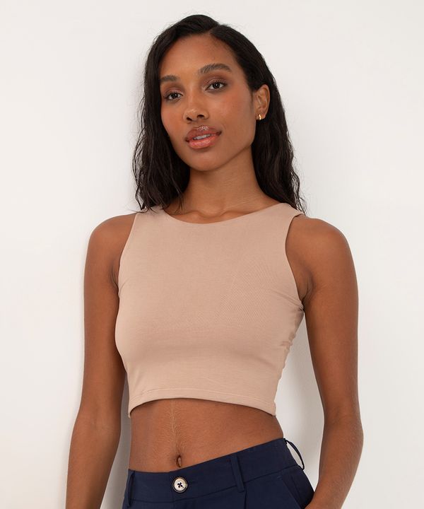 cropped de viscose alça média verde médio - kaki PP