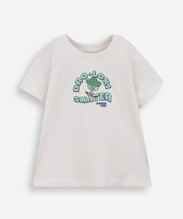 camiseta infantil de algodão brócolis bege 4