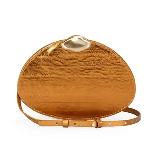 Bolsa Shoulder Couro Bronze Metalizada