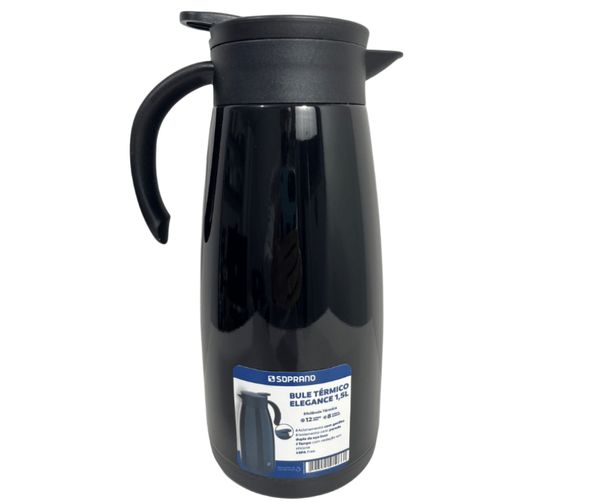Bule Térmico Soprano 1,5 Lt Aço Inox Com Gatilho Preto