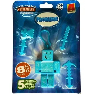 Boneco Articulado Chaveiro Problems 8CM Coleção Streamers Azul Algazarra Brinquedos Boneco Chaveiro Problems Coleção Streamers 8CM Azul Algazarra Brinquedos