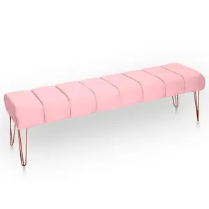 Recamier Estofada Casal Luxo Veludo Cor Rosa Bebe