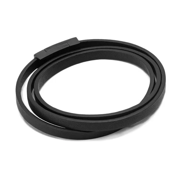 Pulseira Page de Couro Preta Preta GG