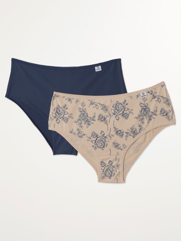 Kit com 02 Calcinhas Altas Del Rio Feminina Bege/Azul P