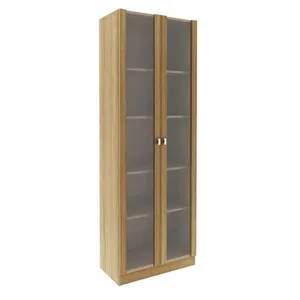 Armário Multiuso 59,8x171,5cm com 2 Portas de vidro e 4 Prateleiras AM3112 Amêndoa