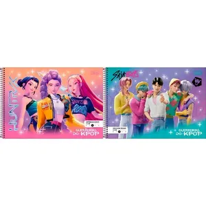 Caderno Espiral Capa Dura Cartografia Guerreiras do Kpop Sortido 80 folhas 399710 - Tilibra