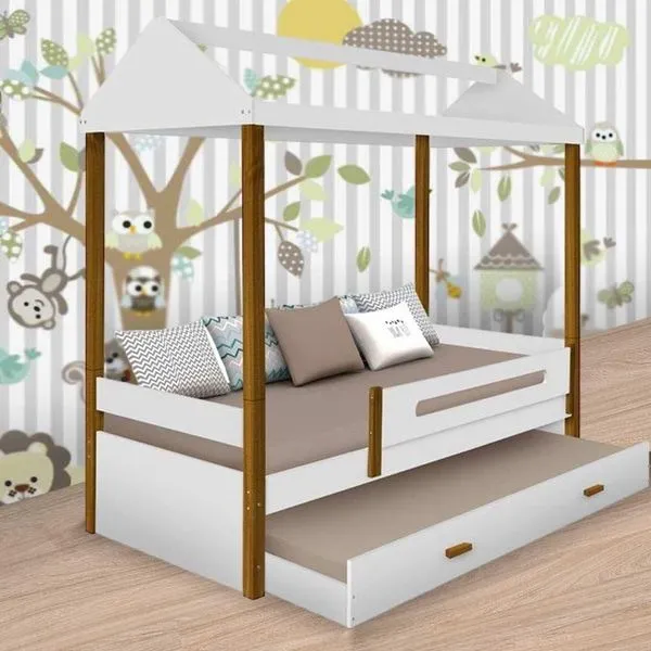 Cama Casa Solt. Sara Branco/mel C/ Aux. E 02 Colchões