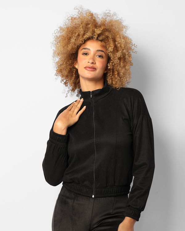 Jaqueta Feminina Bomber Texturizada Preta M