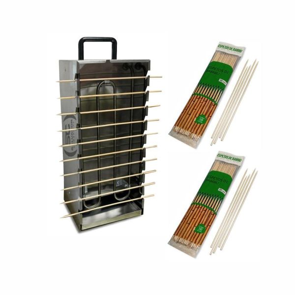 Kit - Churrasqueira 10 Espetinhos Churrasquito Elétrico Pr-199e 127v + 100 Espetinhos - Progás 127v