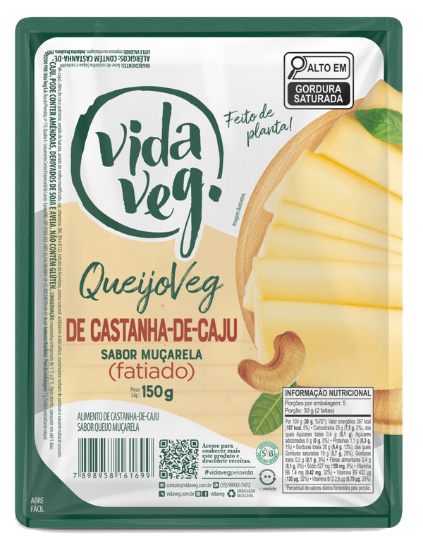 Queijo Mussarela Vegetal Fatiado Vida Veg 150g